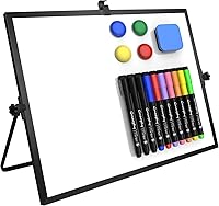 Vista 1 de Pizarra Blanca de Borrado en Seco, Pizarra Blanca Magnética de 16 x 12 Pulgadas con Soporte, Caballete de Pizarra Blanca Portátil de Doble Cara
