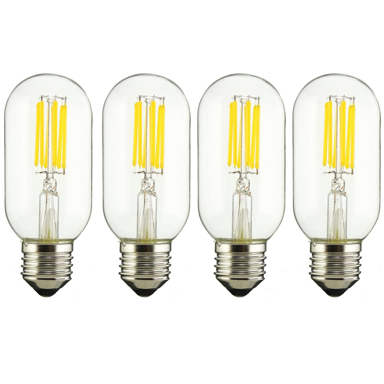 Aiwerttes E27 Screw Bulb 6W LED Vintage Edison Filament Light Bulb, T45 Cold White 6000K, LED Light Clear Glass Cover AC 220-240V Non-dimmable, 4 Pack — image 1