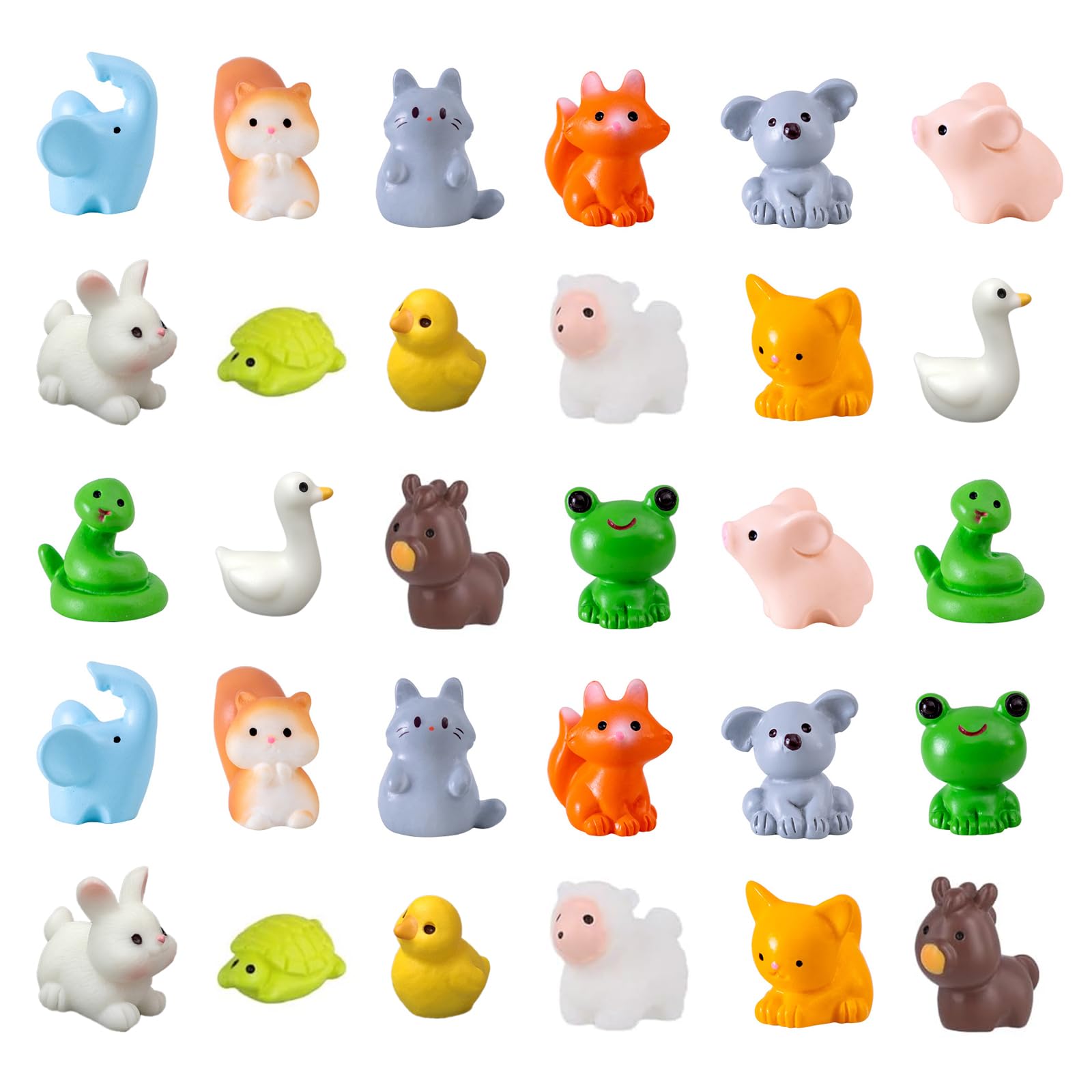 30pcs Animali in Resina, Casa Decorazione Fai da Te, Mini Fiocchi Decorazione Giardino, Micro Paesaggio (15 Stili)
