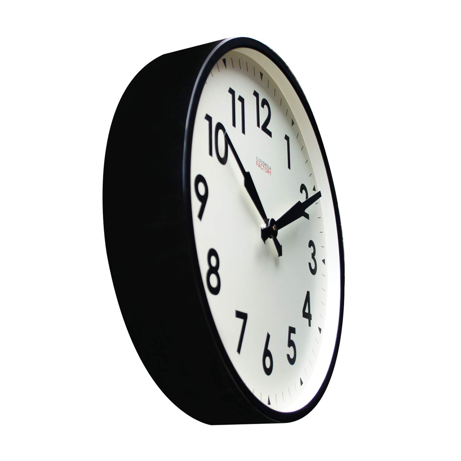 Cloudnola Reloj de Metal, Estilo Industrial, Reloj de Pared de diseño contemporáneo, Movimiento de Cuarzo silencioso, Negro