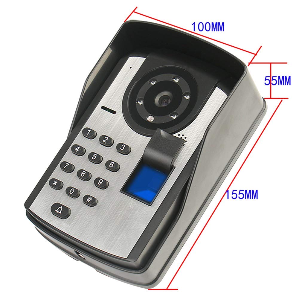 Videoportero WiFi Timbre de Video, Digital Mirilla 7" Intercomunicador De Puerta Pantalla táctil de contraseña Control Remoto desbloqueo de Huella, Impermeable Seguridad De Hogar