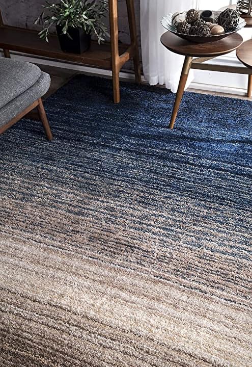 Image of Shaggy Rug for Bedroom Living Room 3X5 FEET Fluffy Plush Area Carpet with Non Slip Backing, Modern Cozy Floor Rug for Home Decor and Comfort (Navyblue /Multi)