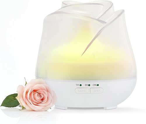Miniatura 10 de Earnest Living Difusor de Aceite Esencial de Rosa 150ml – Mini Humidificador Ultrasónico de Aromaterapia para Dormitorio y Escritorio, Neblina