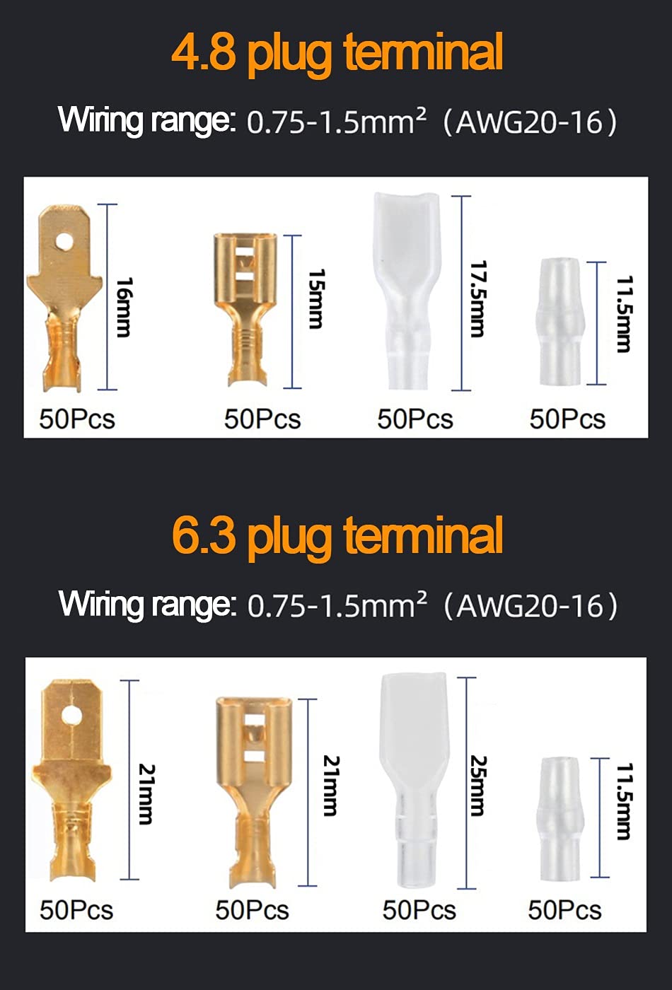 Zaciskarka Superseal narzędzie 600 szt. 2,8/4,8/6,3 wtyczka zacisk szczypce narzędzie drut 0,5-1,5 mm2 AWG 20-15 zestaw zacisków kablowych 1 (kolor: Zestaw zacisków zaciskowych)