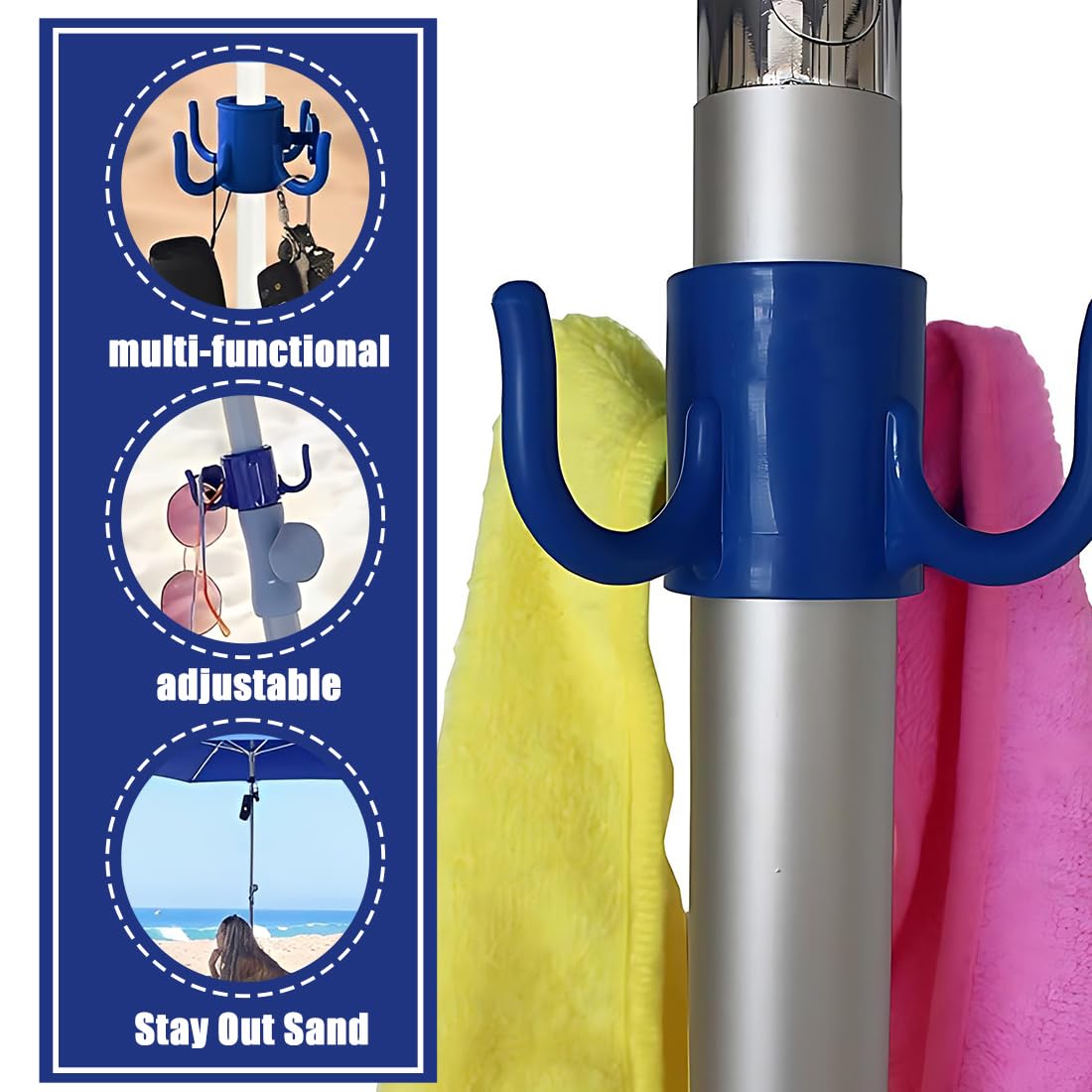Gancho para Colgar de Sombrilla de Playa 2pcs Plástico 4-Pines
