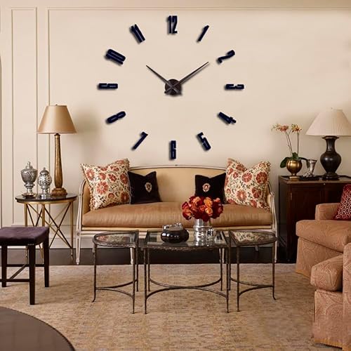 Miniatura 7 de Reloj de Pared 3D DIY Grande Sin Marco Superficie de Espejo Arte de Pared Reloj para Sala de Estar Dormitorio Oficina Hotel Decoración de Pared