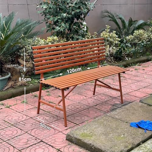 Banco de jardín metálico 3 plazas exterior resistente de 120 cm para patio 3
