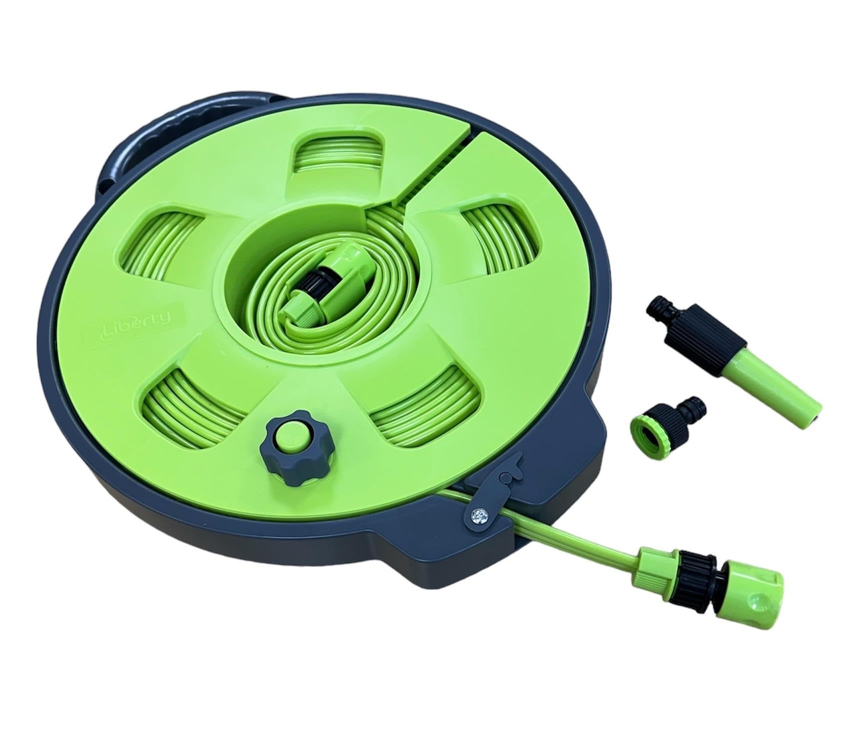 Liberty Leisure Uk Green Liberty Leisure 15M Roll-On Hose Pipe - Durable Garden Hose Reel With Expandable Hose, Quick-Release Coupling, And Flexible Water Pipe For Caravan Motorhome And Garden.