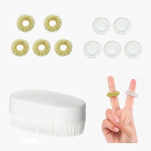NIIIYTYB Cepillo sensorial y 10 anillos de acupresión, herramientas de cepillado ocupacional y sensorial para terapia de autismo, cerdas suaves,