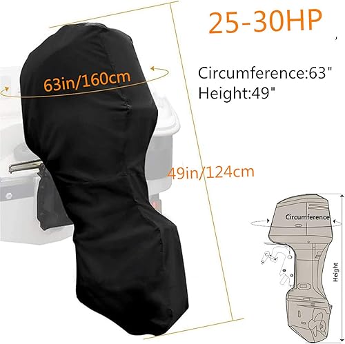 Miniatura 5 de Cubiertas para motor de barco, cubierta completa para motor fuera de borda con tela Oxford 600D resistente, revestimiento de PVC extra, cubiertas de