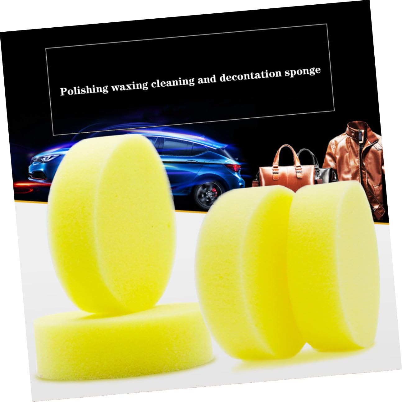 Éponge à Cirer Polir 4 Pièces en Mousse Jaune pour Voiture