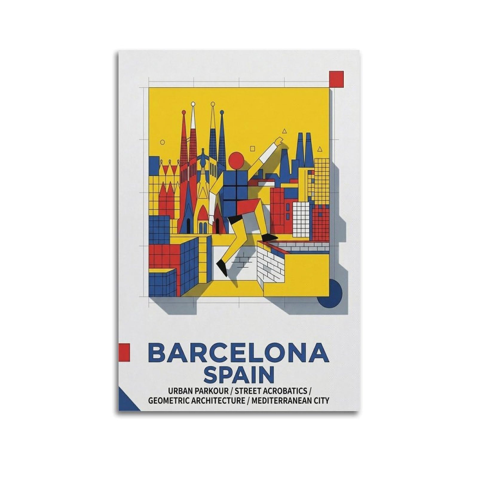 OKAHYS Sport Travel Poster Barcelona Urban Parkour Modern Decorative Canvas Prints - Ideal Wall Art for Family, Man Cave, Game Room, Boys & Girls Bedroom 20x30inch(50x75cm)