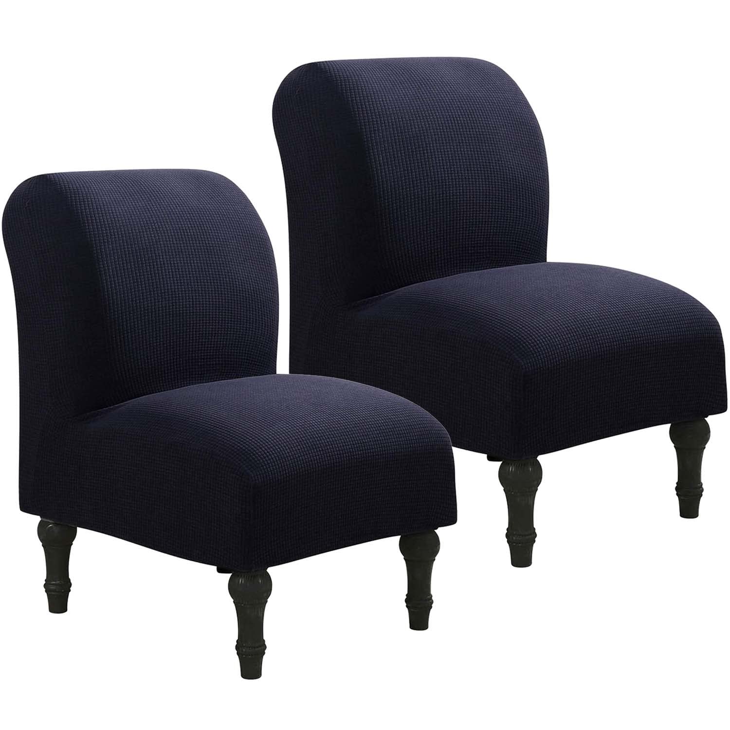 AQIGR Armless Accent Chair Cover Stretch Armless Slipper Chair Slipcover Soft Spandex/Velvet Fabric Armless Chair Cover Slipcover Furniture Protector for Living Room Hotel (Color : #12, Size : 2PCS)
