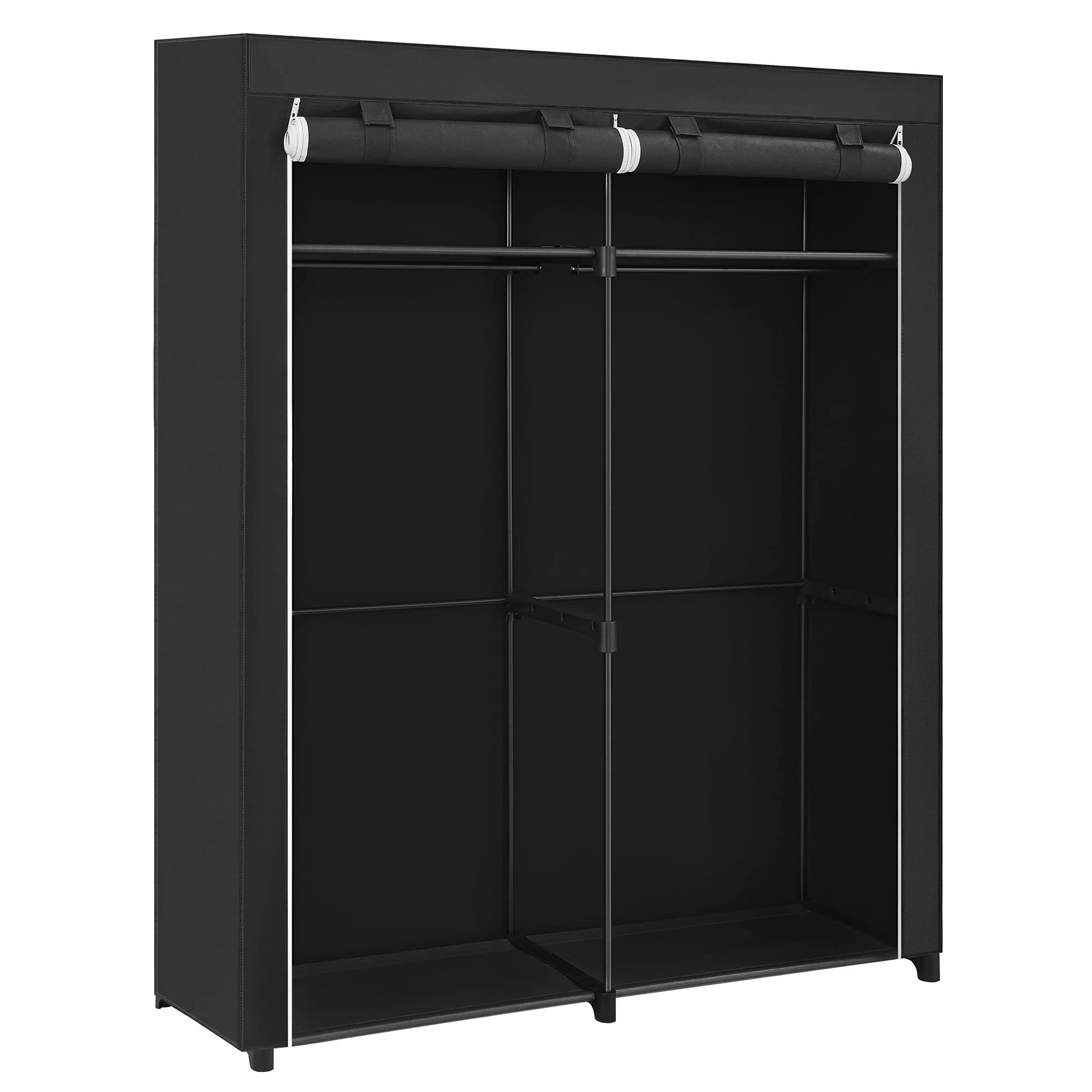 SONGMICS Wardrobe, Clothes Storage for Bedroom with 2 Rails, Fabric Portable Wardrobe, Collapsible, Rack, for Closet, 43 x 140 x 174 cm, Black RYG02BK, VA-RYG02BK