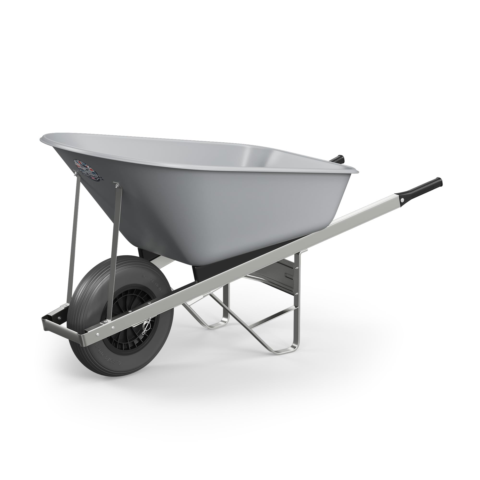 Agri Barrow Grey Wheel Barrow 120 Litre Plastic Wheelbarrow With Puncture Proof Tires, - Ideal For Equestrians, Gardeners, Yard & Garden Maintainers, Farmers, Stable Workers, Allotment Owners