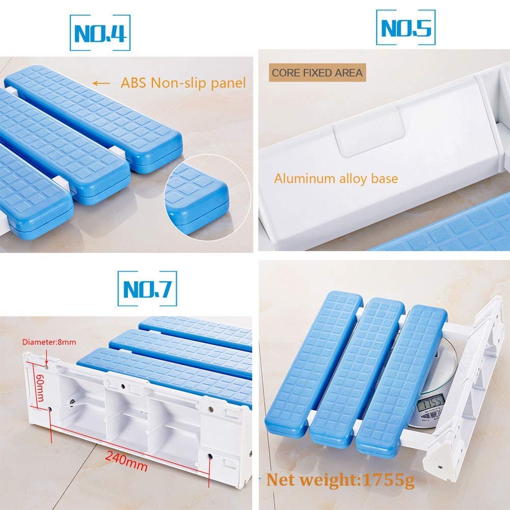 DYTWXG Silla de Ducha Plegable en la Pared 130 kg, Silla de Ducha Plegable en la Pared de Acero Inoxidable, Asiento de Seguridad para el baño, Ayuda para la Ducha para Ancianos/discapacitados
