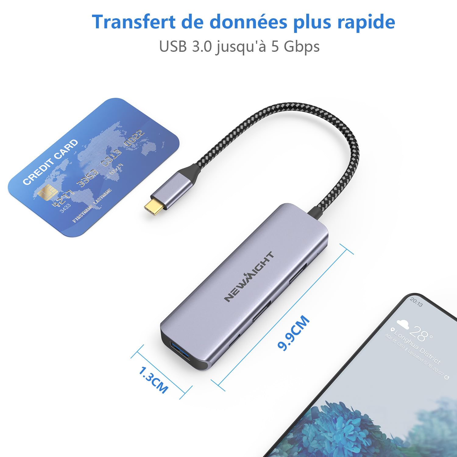 Adaptateur USB C Double HDMI 4 en 1,Compatible Macbook,iPad,Windows,PC | Station d'accueil USB-C pour Deux écrans, équipée de 2 Ports HDMI, USB 3.0, Charge PD 100 W