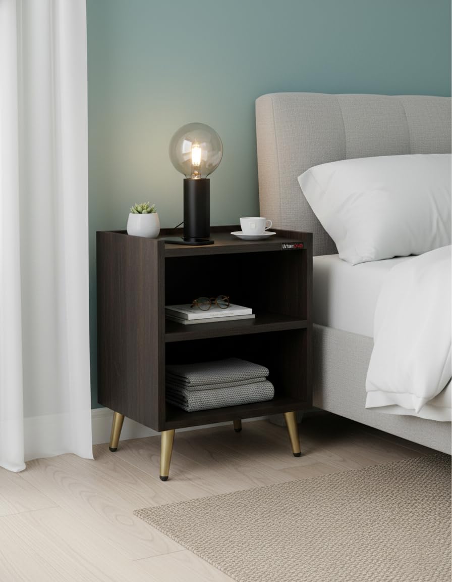 2-Tier Wooden Side Table – Bedside Table & End Table with Storage Shelf for Bedroom, Living Room & Hallway | Compact & Durable Design (L 40 x B 40 x H 52 cm) (Dark WENGE)
