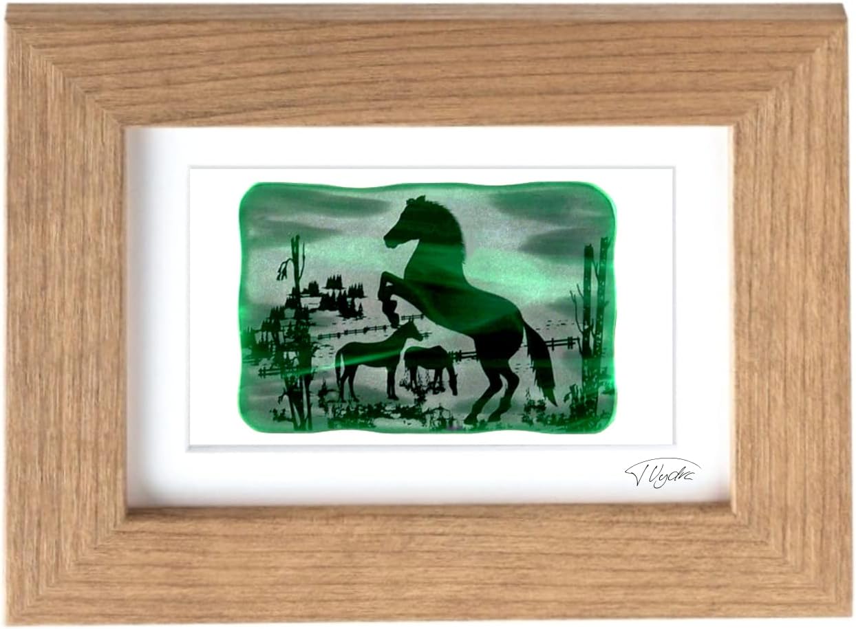 Northern Lights Pictures - sandblasted glass - Horse(stained glass) (13 x 18 cm (mount 10 x 15 cm), Brown)