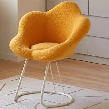 Creative Design Flower Vanity Stool, Petal Backrest Chair, Makeup Chair with Cushioned Backrest, Vanity Stool with Metal Legs, Vanity Chair for Living Room,Bedroom,Vanity,Yellow