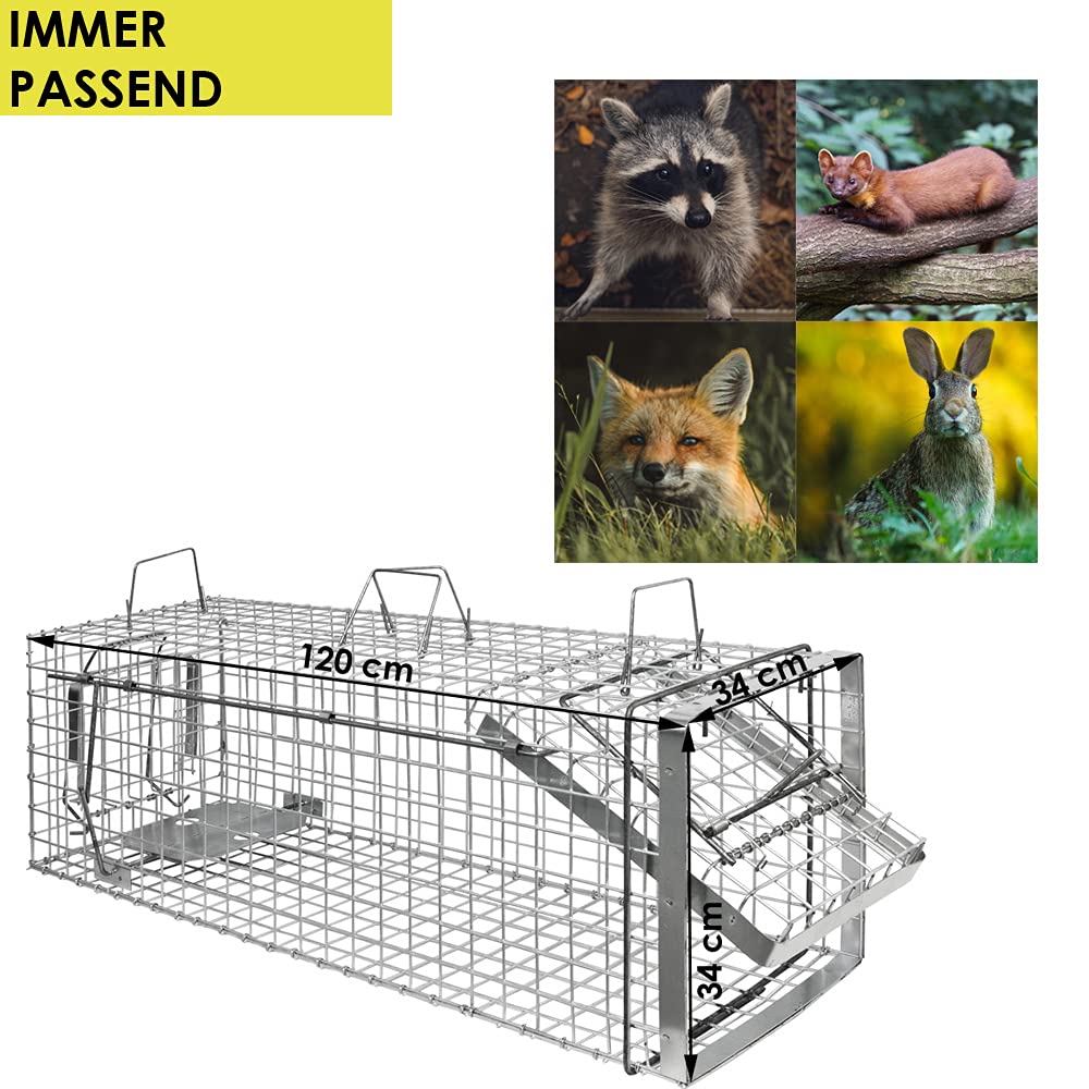 Petigi Animales Humane Trampa Jaula Captura Gato Zorro Mapache Castor 120 x 34 x 34 cm