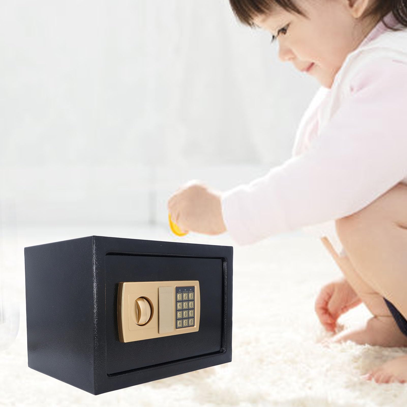 Aramox Coffre-fort de sécurité Numérique, Boîte d'économie d'argent en Acier 36 X 25 X 25 Cm avec Serrure à Clavier, clé 'urgence, Conception Portable pour la Maison, les Voyages, le Bureau, le