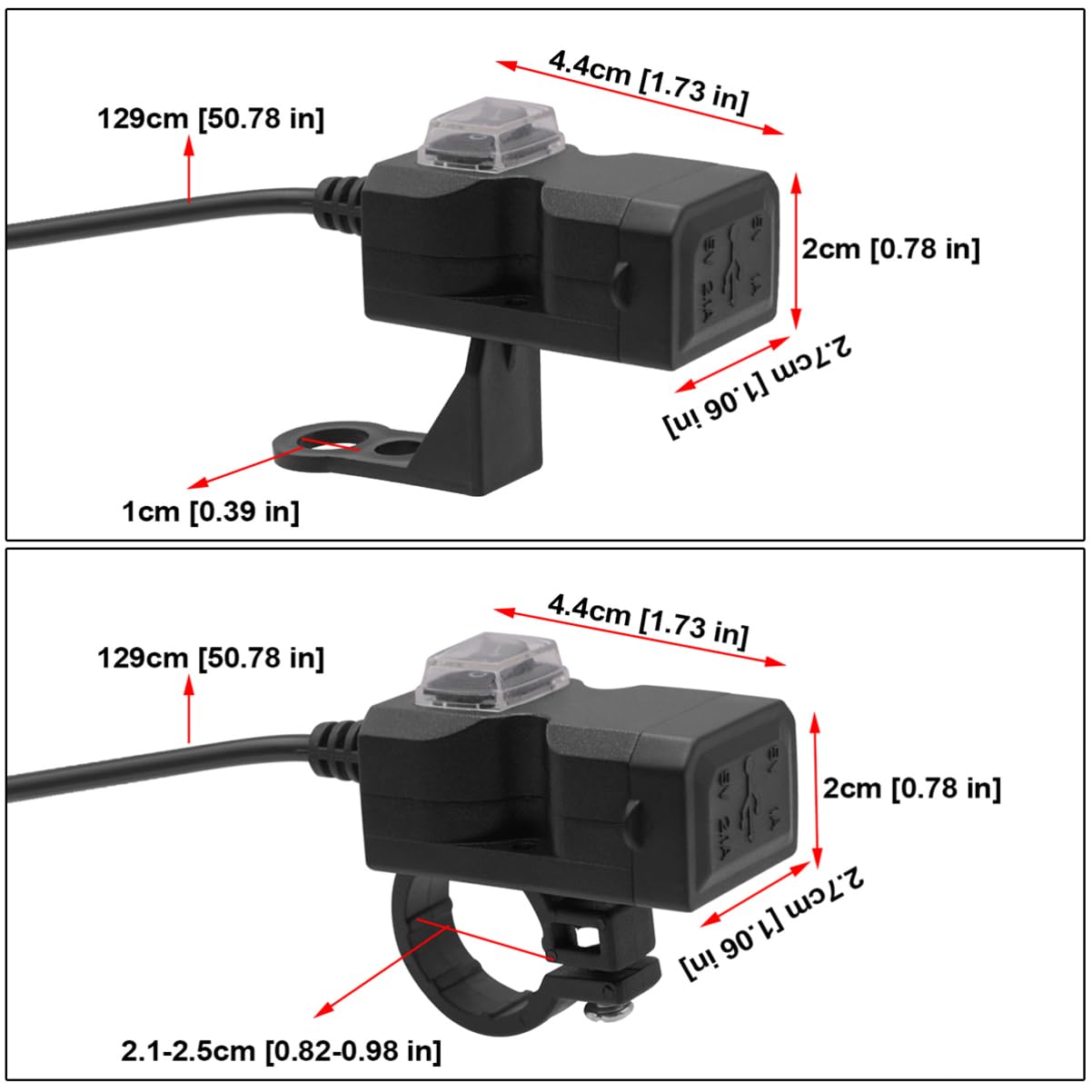 COSMEVIVI Switch USB Charger for Motorcycle 3.1a Waterproof Handlebar Adapter for ATV Scooter