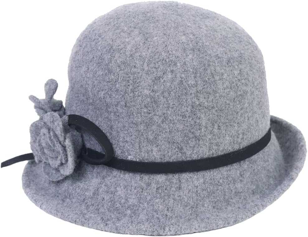 Ruphedy Women Wool Felt Bucket Hat Winter Church Dress Cloche Hats 1920s 50s - Image 5