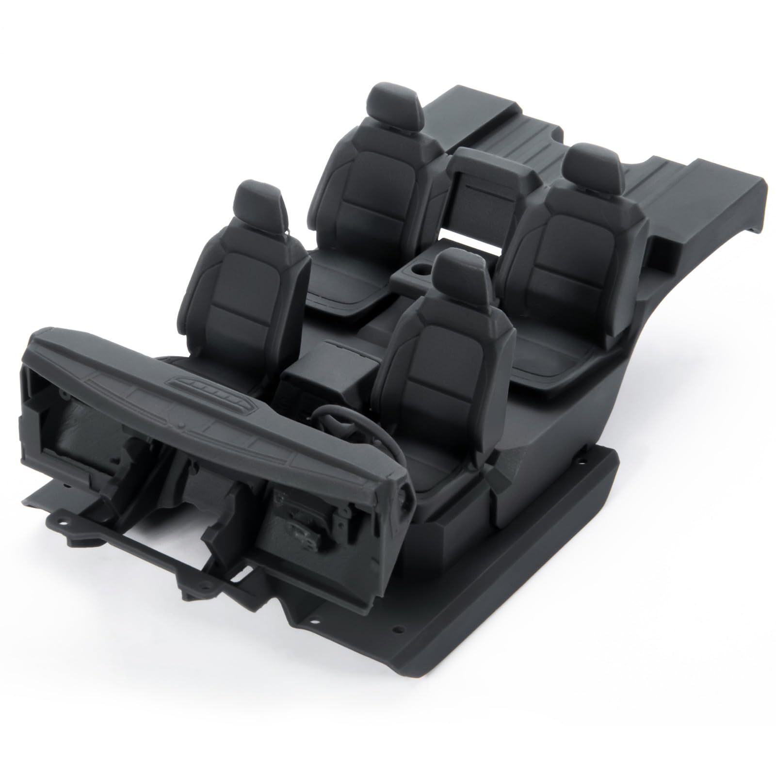 Decoración Interior Para Coche RC TRX4M Defender 1/18 - Incluye Salpicadero, Asiento Y Volante, Color Negro, Plástico