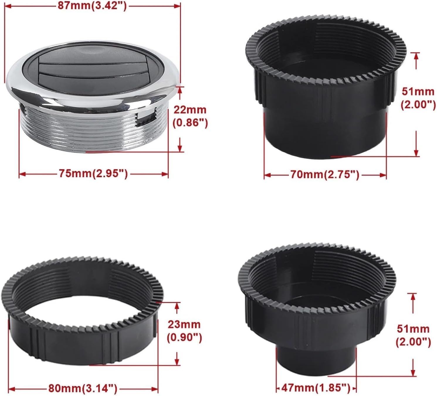 Lawsen Rv Vent Knob 2-Pack 80mm Universal Car Vent Deflector, Rotating Knob for Dashboard & RV(80MM)