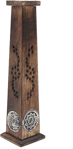 DharmaObjects Madera Artesano Decoración Mesa Incienso Stick Holder Burner Tower Stand