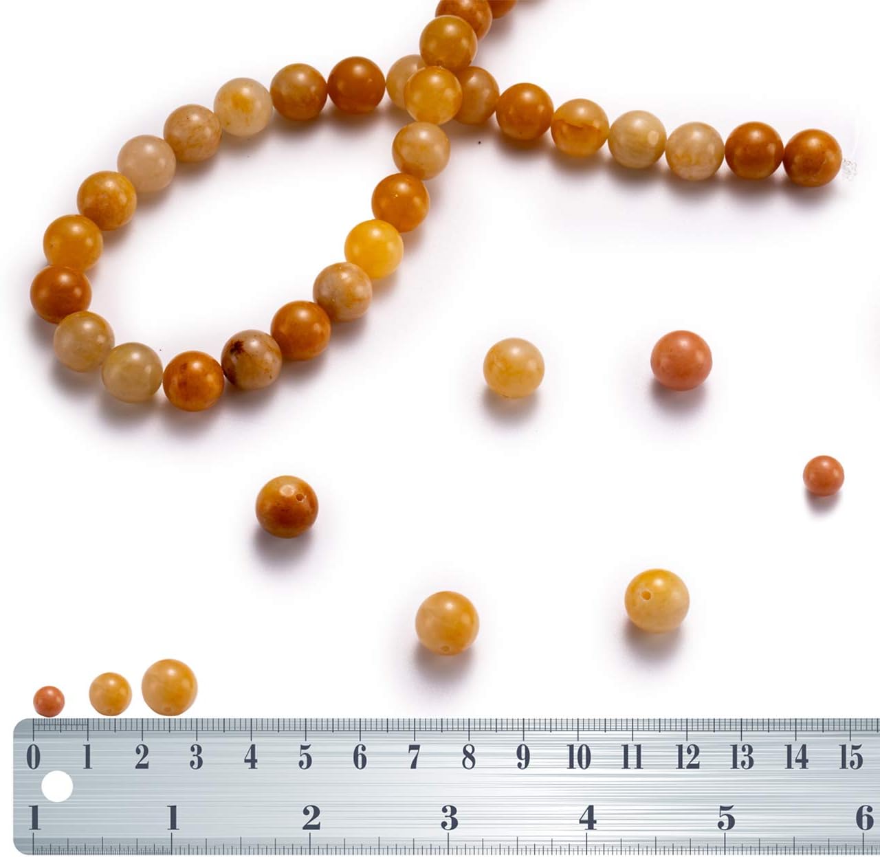 BEADIA Natural Yellow Jade Stone Round Loose Semi Gemstone Beads for Jewelry Making 10MM 38PCS Yellow Jade 10mm