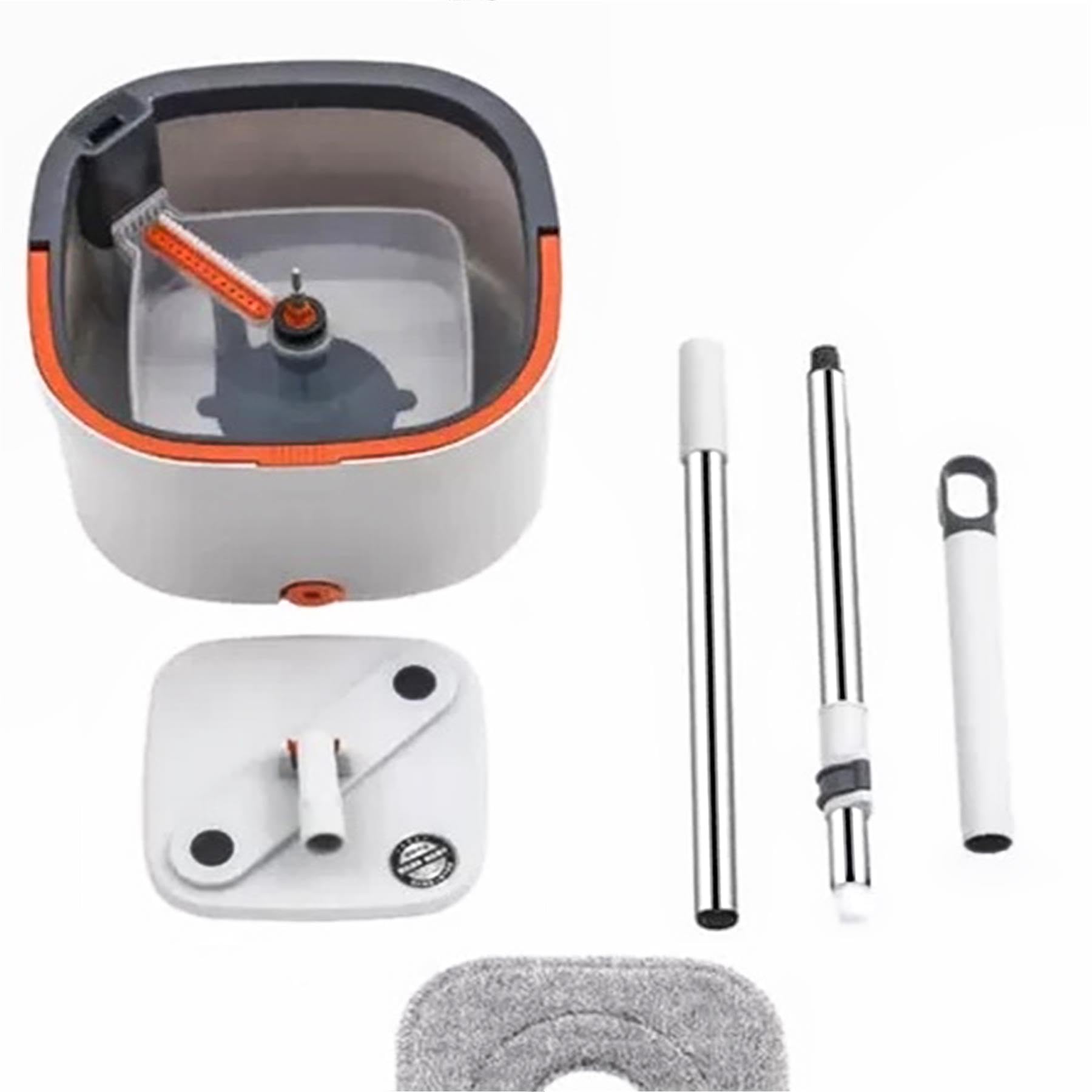 A2Z Juego de Cubo Cuadrado Giratorio de 360 Grados para una fácil Limpieza, Auto escurrido en húmedo y seco, Juego de Cubo de fregona AZ911231, Color Blanco