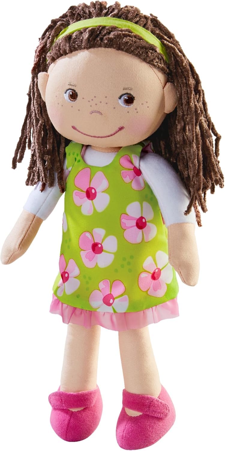 HABA Kuschelpuppe Coco – Weiche Stoffpuppe 30 cm, ideal für Mädchen und Jungen, waschbar und leicht an- und auszuziehen, ab 1,5 Jahren – 1303666001