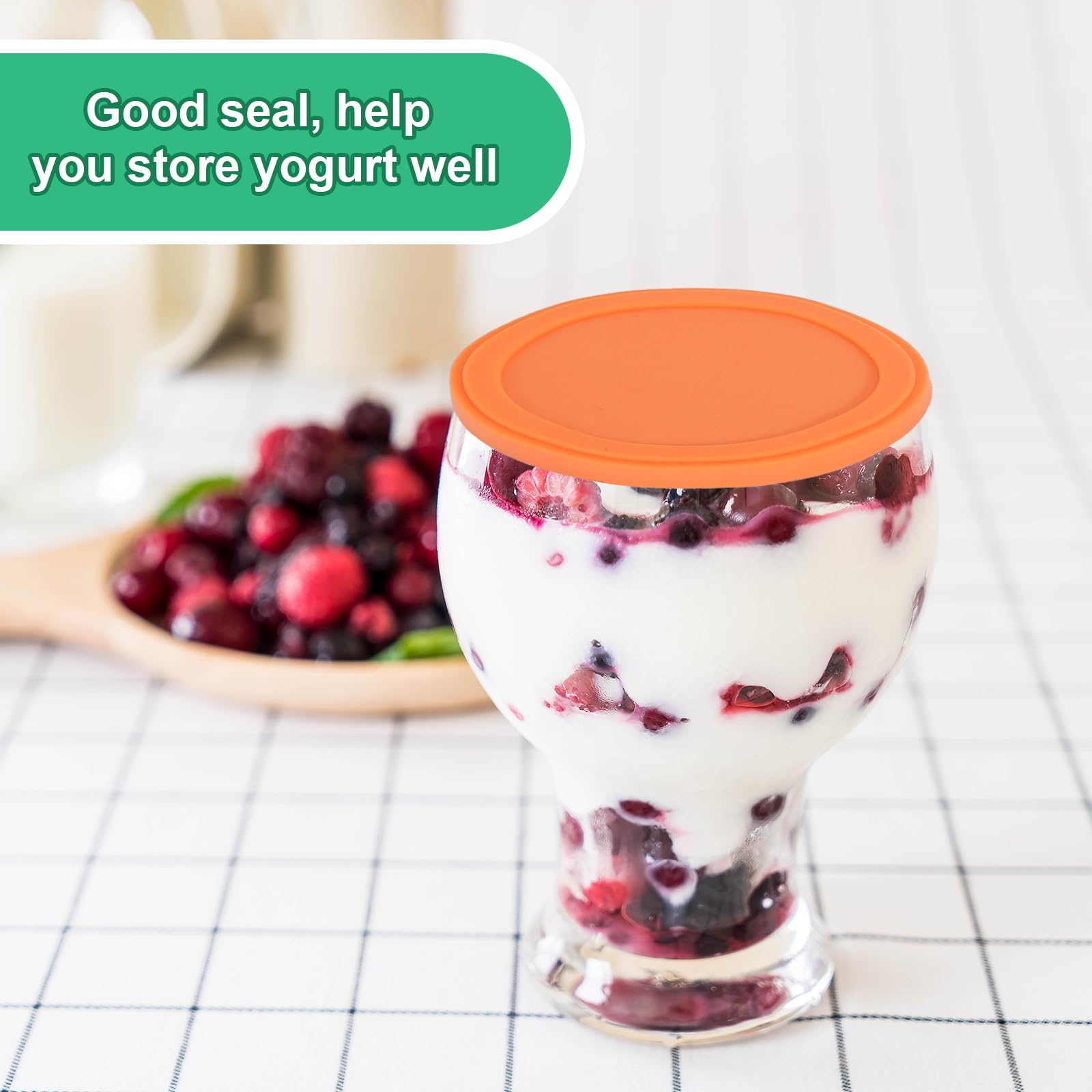 MOVKZACV 4 stuks yoghurtdeksel, 500 g, yoghurtbeker, deksel, siliconen deksel, blikdeksel, yoghurtdeksel, herbruikbaar deksel voor yoghurtbeker, blikdeksel