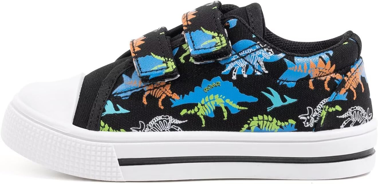 EUXTERPA Kids Toddler Sneakers Boys Girls Canvas Shoes Walking Sneaker with Easy Fasten Strap