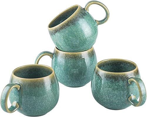 Miniatura 8 de HENXFEN LEAD Juego de tazas de café grandes de 4 a 20 onzas con asa para café con leche, cereales, té, cacao, leche, tazas de Navidad de Acción de