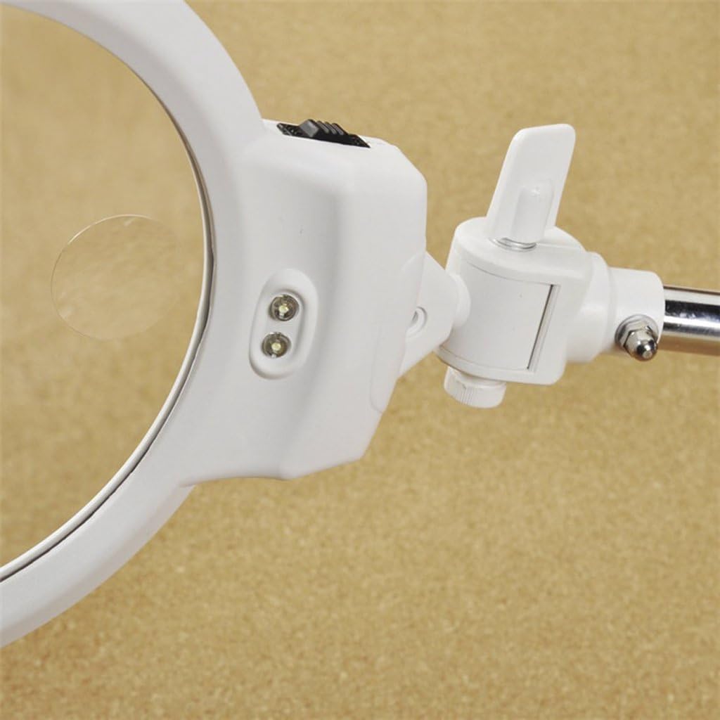 Magnifying Glass,Magnifier Glasses Headband Magnifier Jewelers Loupe Portable Folding 2 LED Lighted 2X 6X Magnifier Desktop Lamp Illuminated Magnifying Glass Mirror Magnifying Lens Loupes Xmas Gifts