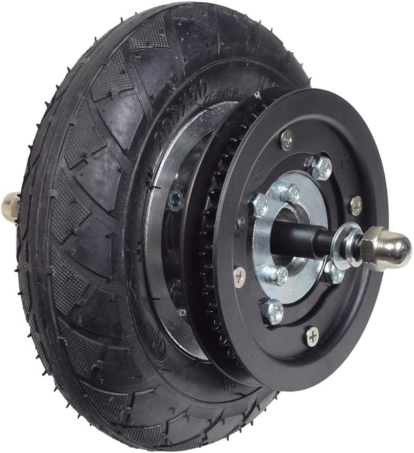 Front Wheel for the Razor Crazy Cart XL (V5+) and DLX | 200x50 Pneumatic Tire, Tube, Rim, Sprocket, Chain Plate, Wheels for Electric Drift Kart
