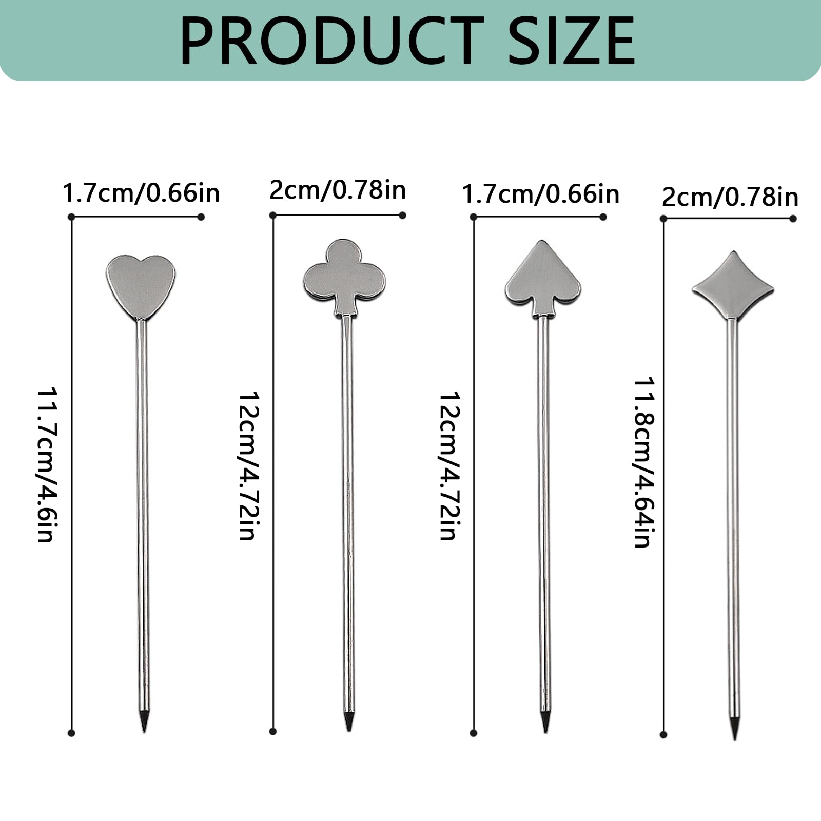 8Pcs Beautiful Stainless Steel Cocktail Sticks Cute Fancy Cocktail Skewers Fashionable Metal Martini Skewers Drink Picks for Cocktail Party Barbeque Snacks - Image 2