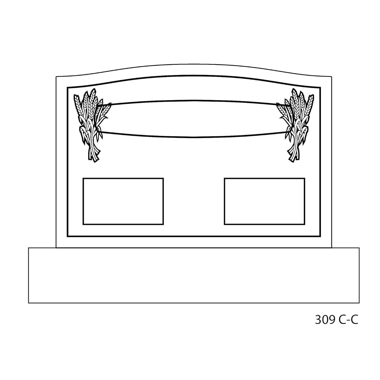 Cemetery Headstone - Monument Grade Granite. Includes Standard Front face Engraving. Complete as Shown top is 30 x 6 x 20