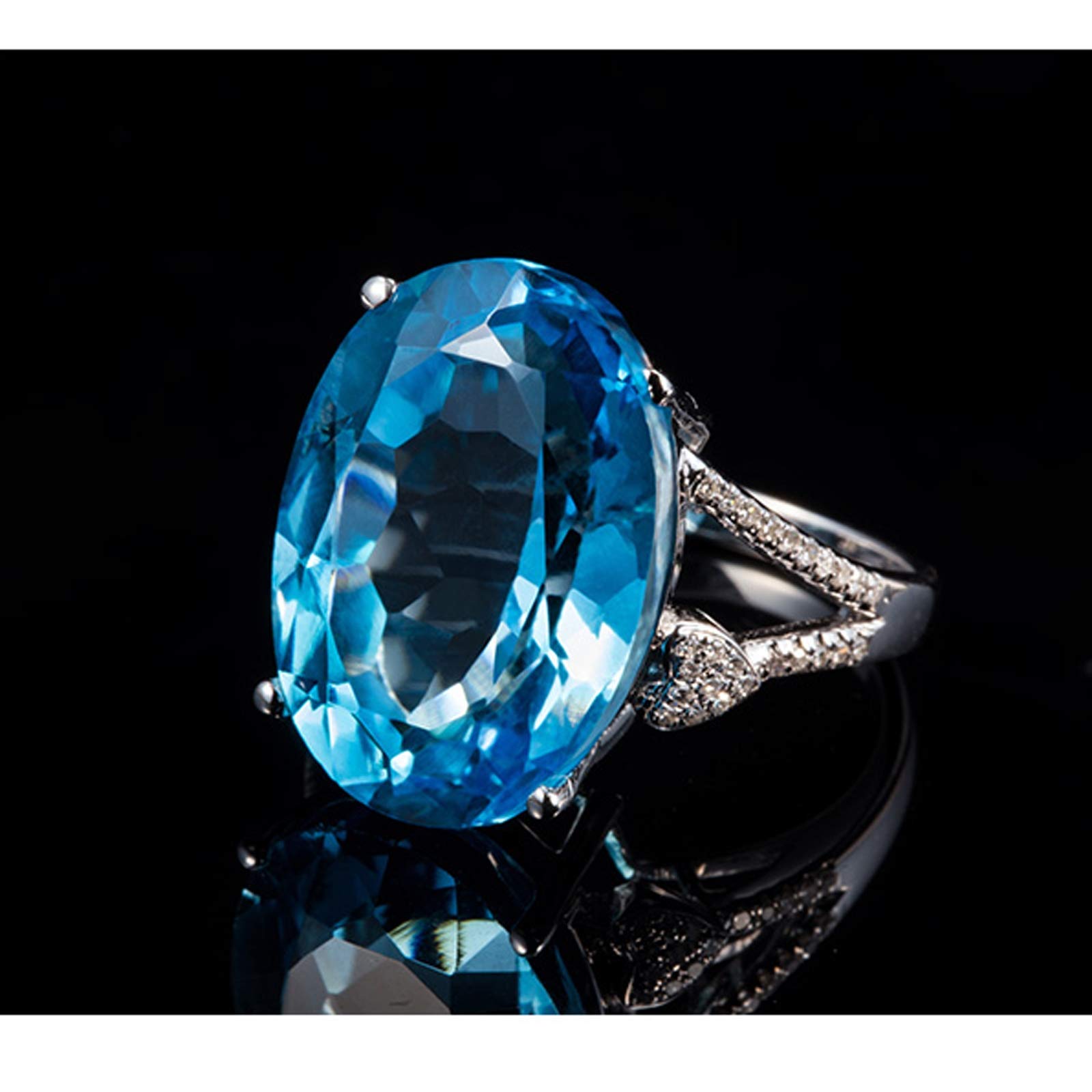 Beydodo Pierścionek z białego złota 750 duży owalny topaz 18,51 ct pierścionek zaręczynowy dla kobiet z diamentem e białe złoto, 54 (17,2), colore: białe złoto, cod. TLLWGZ4245