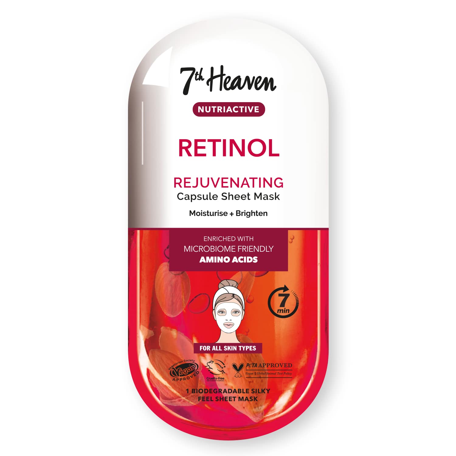 7th Heaven Retinol Nutriactive Rejuvenating Sheet Mask Enriched with Amino Acids to Moisturise and Brighten Skin