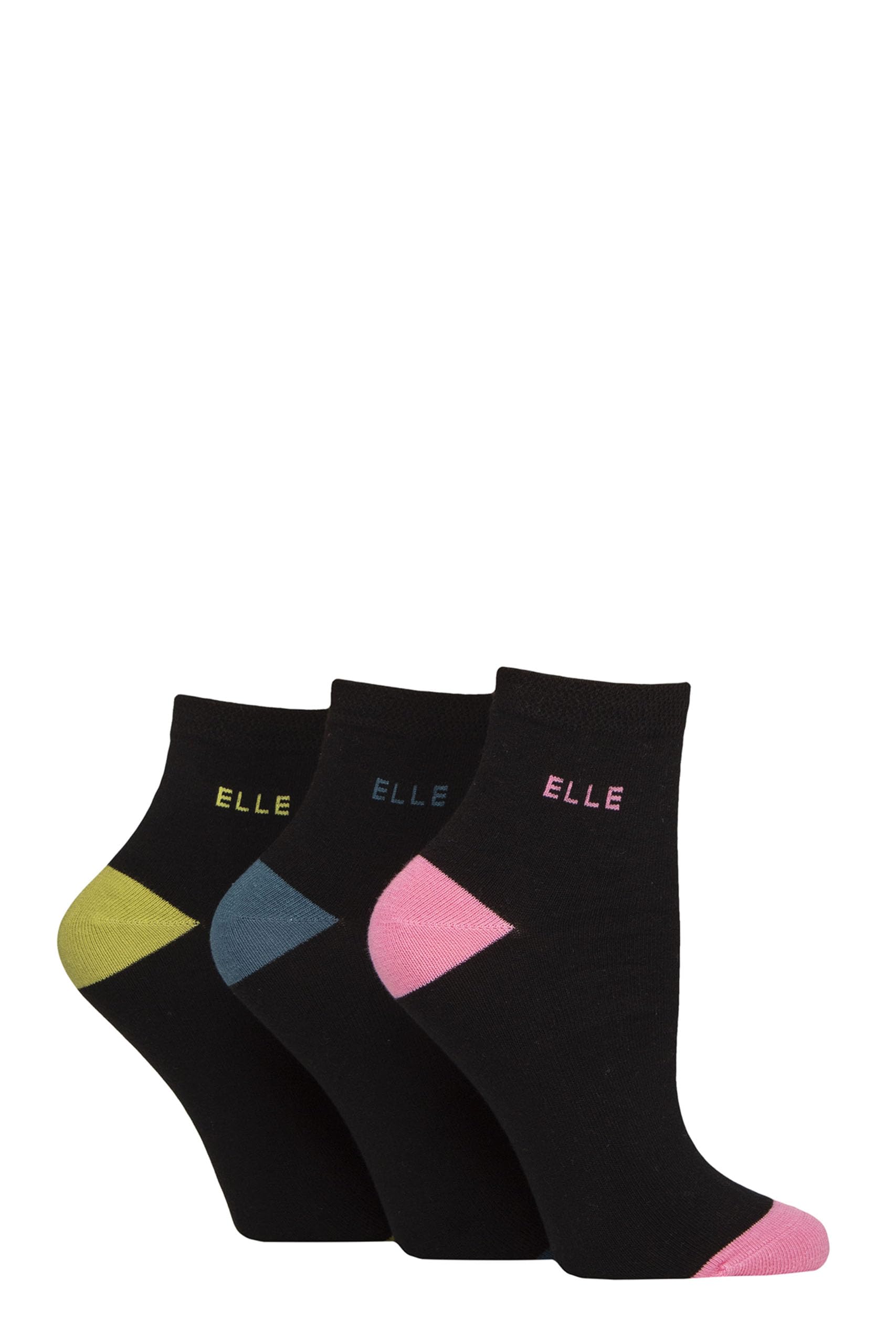Elle Ladies Cotton Anklet Socks - Soft, Short, Plain, Striped & Patterned with Hand Linked Toes Multipack of 3 Size 4-8 (UK, Numeric, 4, 8, Regular, Regular, Coastal Joy Contrast)