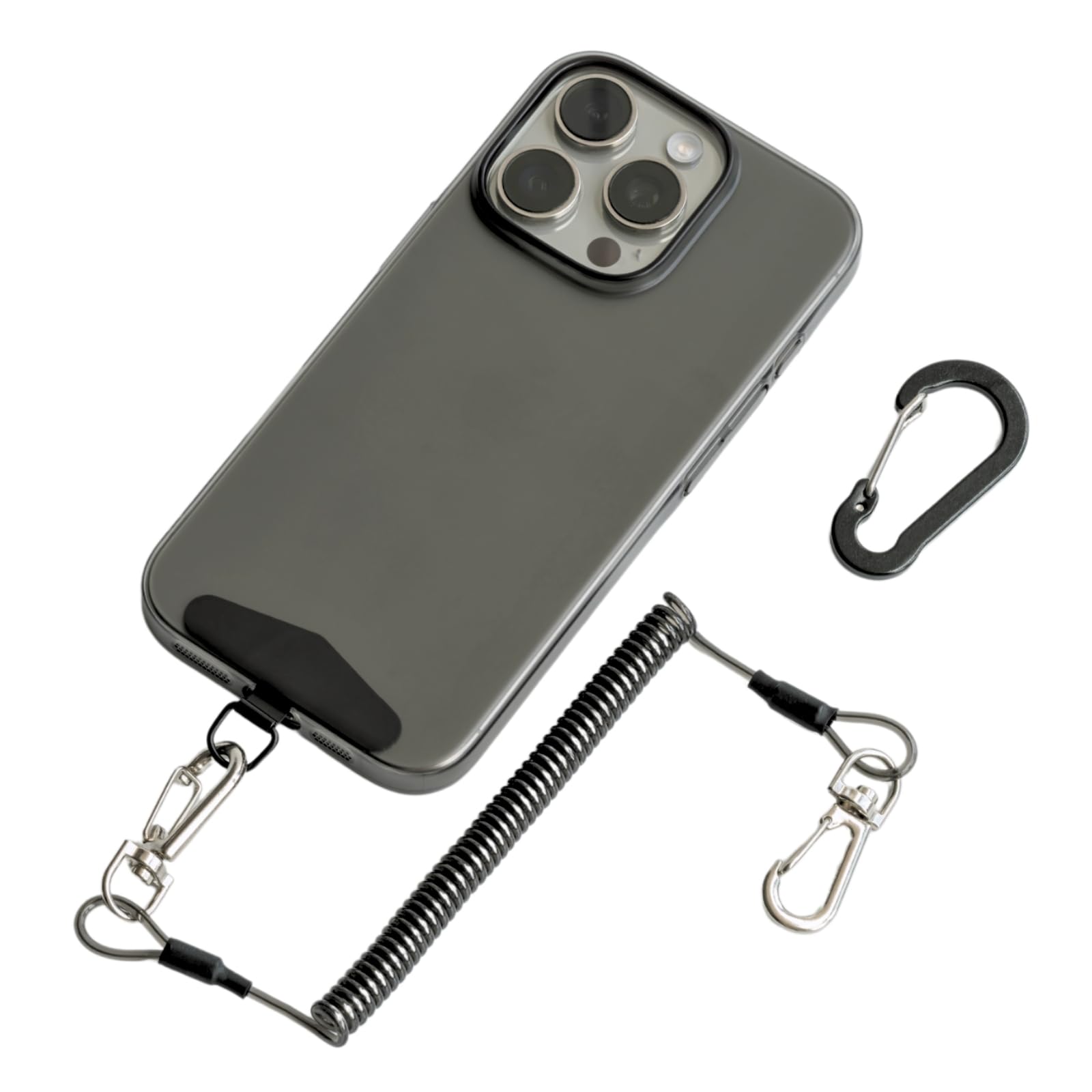 Cordón para teléfono elástico y anticaidas con conector metálico plano 8