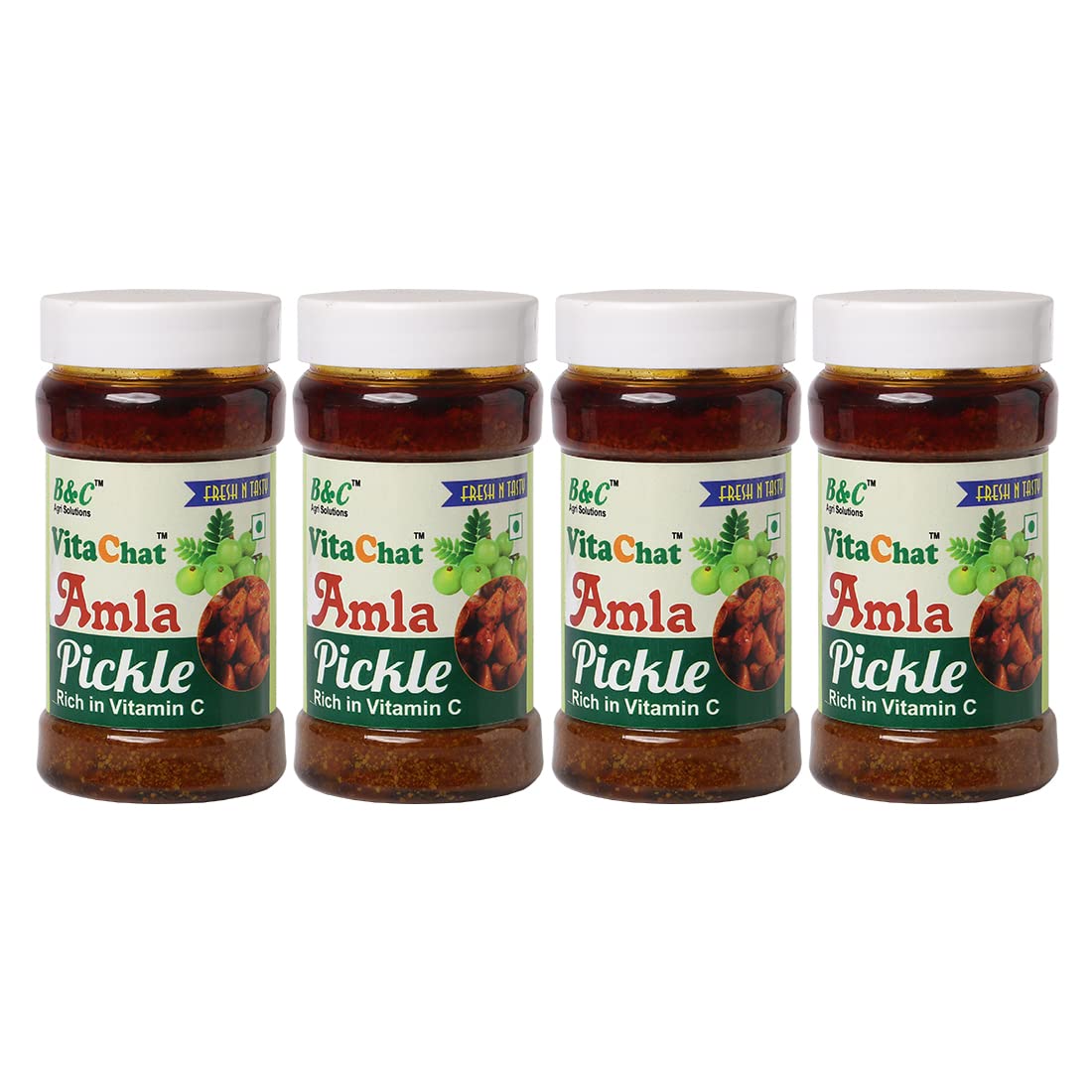 B & C Agri Solutions Natural & Fresh Amla Pickle Combo (Pack of 4) - Immunity Booster Amla Pickles with masala, Tangy Taste, No Artificial Flavors, Traditional Homemade Awla ka achar - 1KG (250X4 gm)