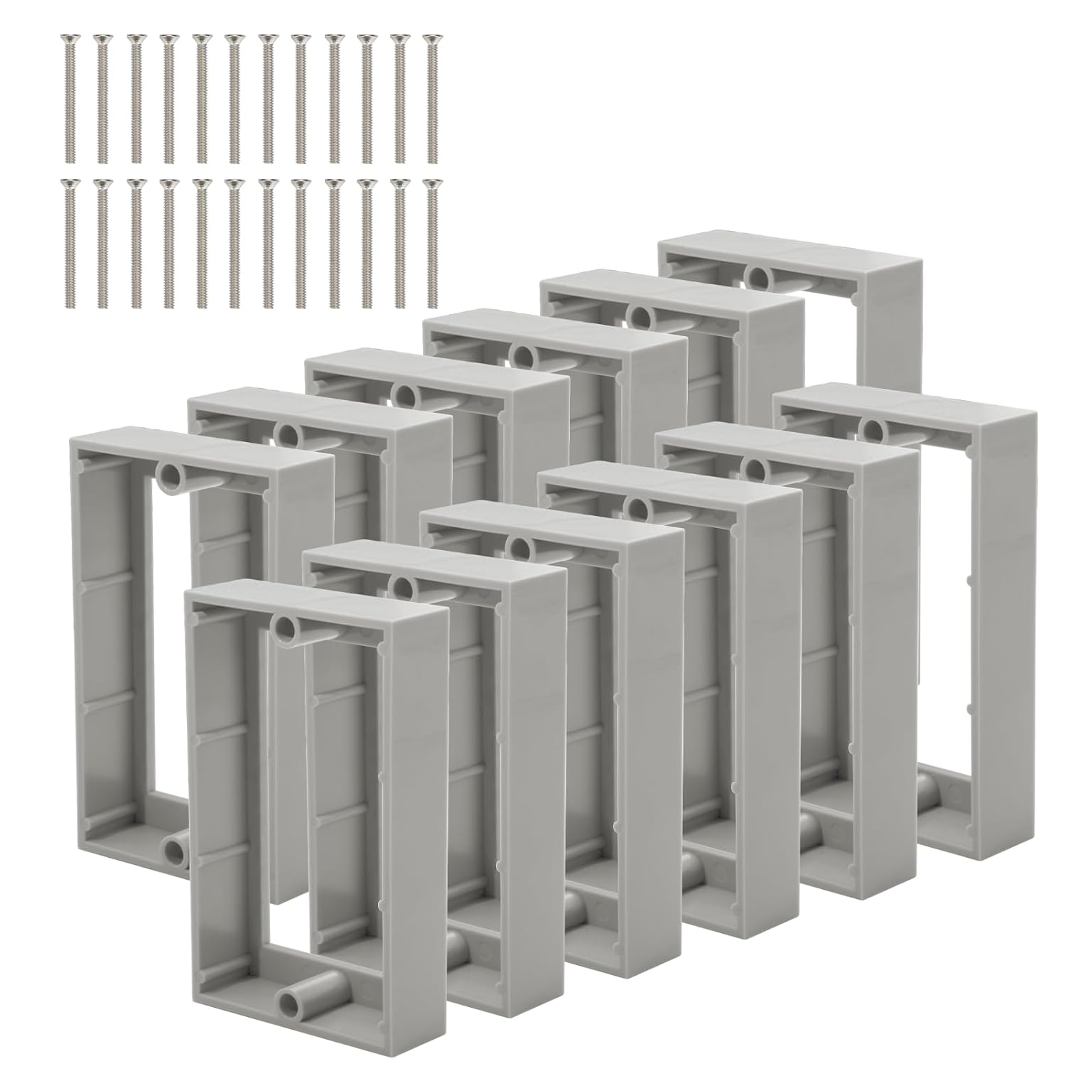 12PCS 3/4 Inch Single Gang Outlet Box Extender,Electric Outlet Extender Box with 24 Screws,Outlet Box Extenders for Electrical Outlet Box & Electrical Outlet Switches, Gray
