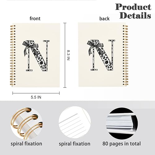 Miniatura 122 de Bnwepo Initial Leopard Letter T Notebook Journal, Preppy Bow Monogrammed Monogram Gifts for Women, Monogram Notebook Journal, Personalized Notebook