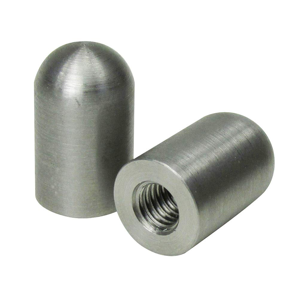 3/8"-16 Short Bullet Threaded Steel Bungs - Quantity of 2 - Made in The USA - Fabrication Parts DIY Motorcycle Chopper Bobber Cafe Racer Builder