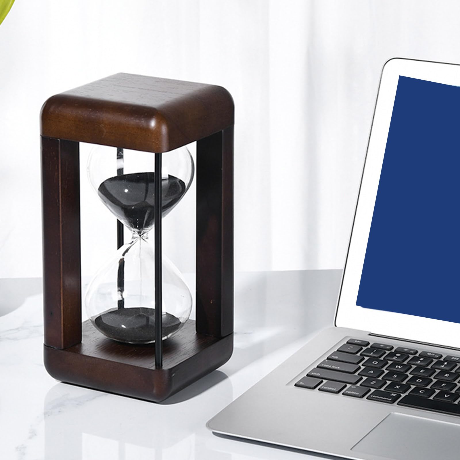 Moderno reloj de arena de 30/60 minutos, reloj de arena grande de madera con arena negra y blanca para actividades cronometradas y decoraciones, temporizador de estudio para estudiantes